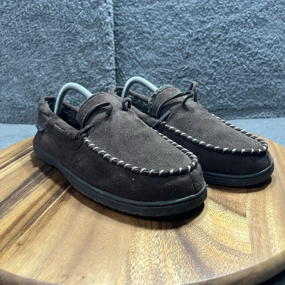 DOCKERS‎ Men's 9-10 lace Up Flat Slippers Shoes Brown Sandals Cotton